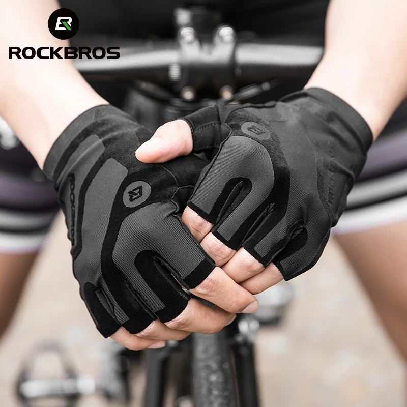 

ROCKBROS Cycling Men's Gloves Breathable Shockproof Cycling Gloves Summer Fingerless Gloves MTB Mountain Bicycle Gloves Sports