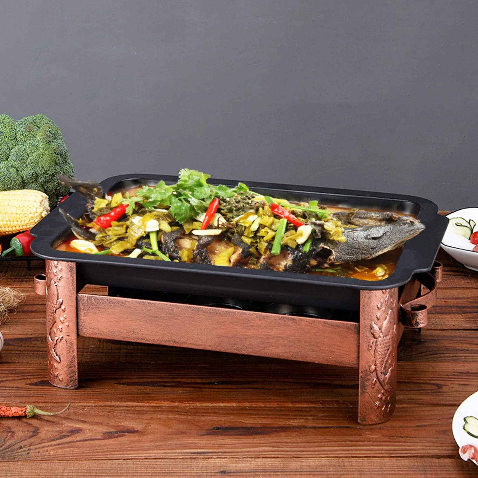 Heavy Duty Cast Iron Barbecue Grill Plate Large Cooking Surface for Steak Vegetables Chicken Fish Easy Clean Bbq Accessories