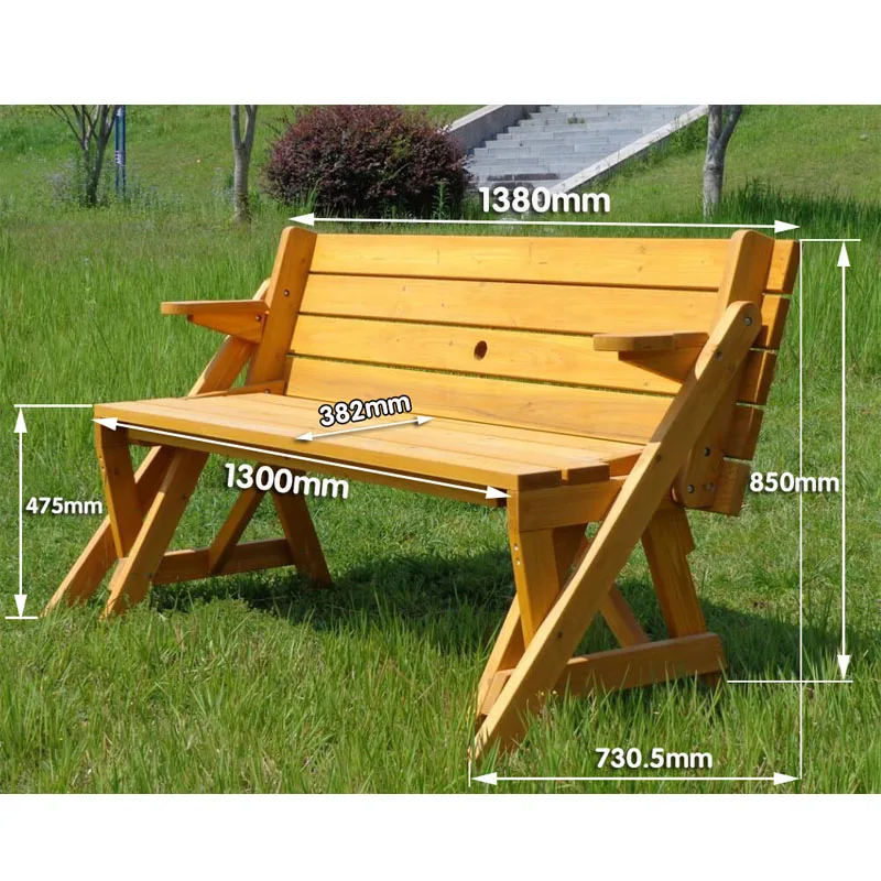 courtyard leisure table and chair park square back bench stool solid wood anti-corrosion combination balcony open air