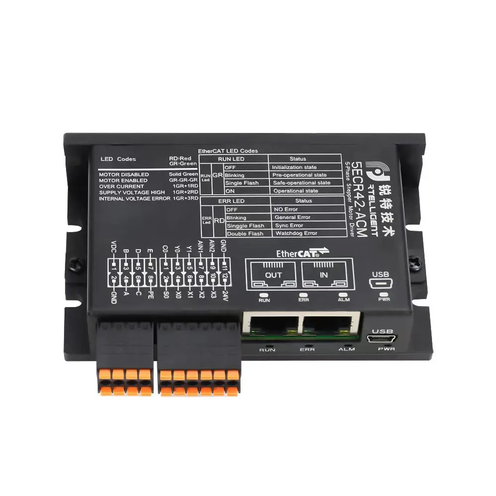 5 Phase 5ECR42 EtherCAT Stepper Driver Nema17  Closed Loop 24-36VD Mircostep Servo Step Driver Controller