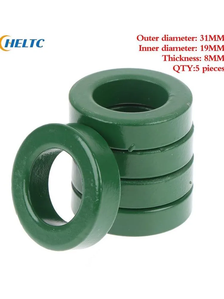 Anneau de noyau de ferrite verte à haute conductivité, filtre anti-interférence, Mn-Zn, 31x19x8mm, 5 pièces