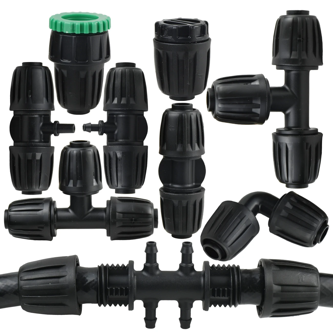 KESLA 1/2'' Drip Irrigation 16mm PE Tubing Water Connector to 8/11mm 4/7mm 3/5mm Tee Coupling Adapter Equal End Plug Garden