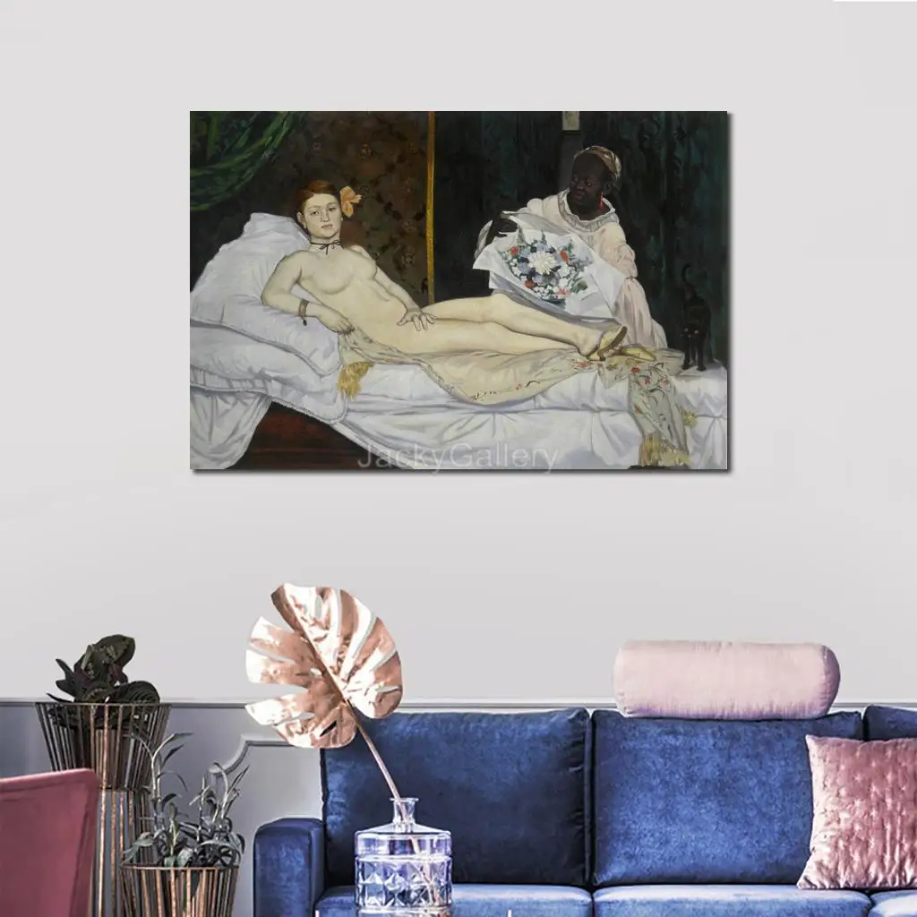 Extra Large Oil Painting Edouard Manet Olympia Handmade Canvas Masterpiece Figure for Bright Spaces Bathroom Wall Decor