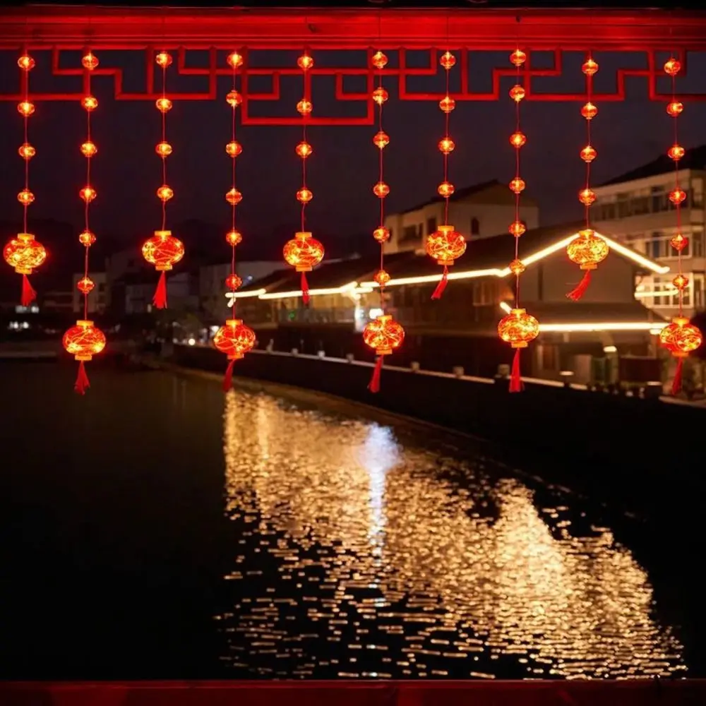 Lanterne du nouvel an chinois Led lumières Festival de printemps 3M lanterne rouge chaîne lumières 8 Modes guirlande décoration