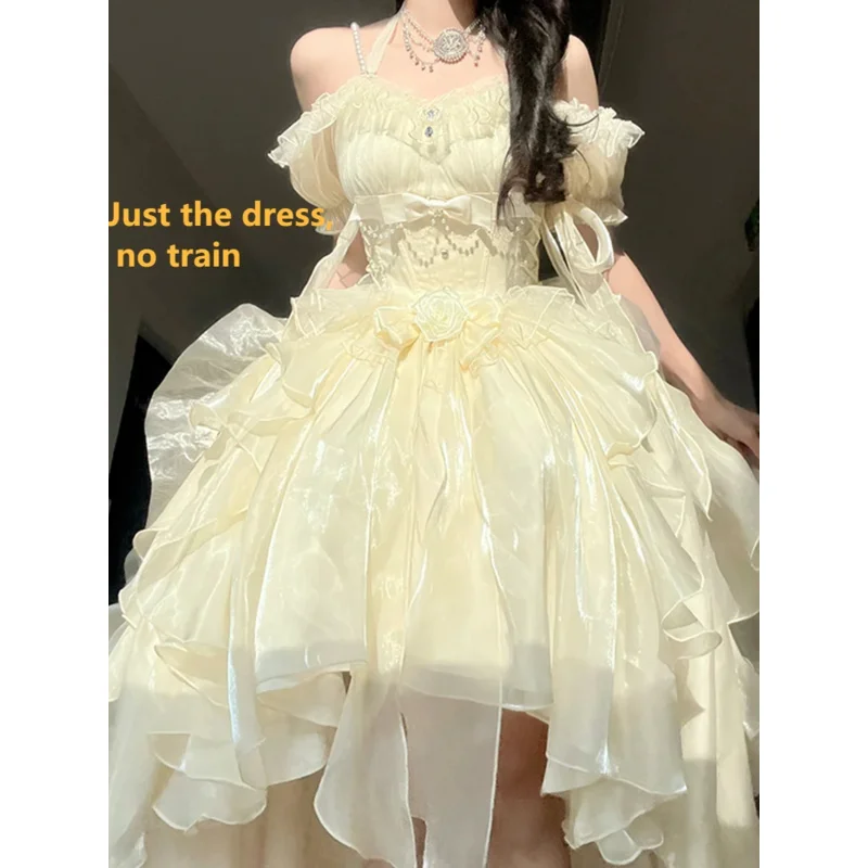 فستان زفاف أنيق ونبيل اللون لوليتا زهرة فستان الكبار فستان JSK حبال #6