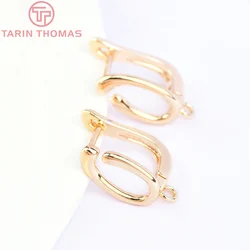 (6088) 6PCS 11x17MM 24K Gold Color Brass Oval U-shaped Earrings Hoop DIY High Quality Jewelry Making Findings Accessories