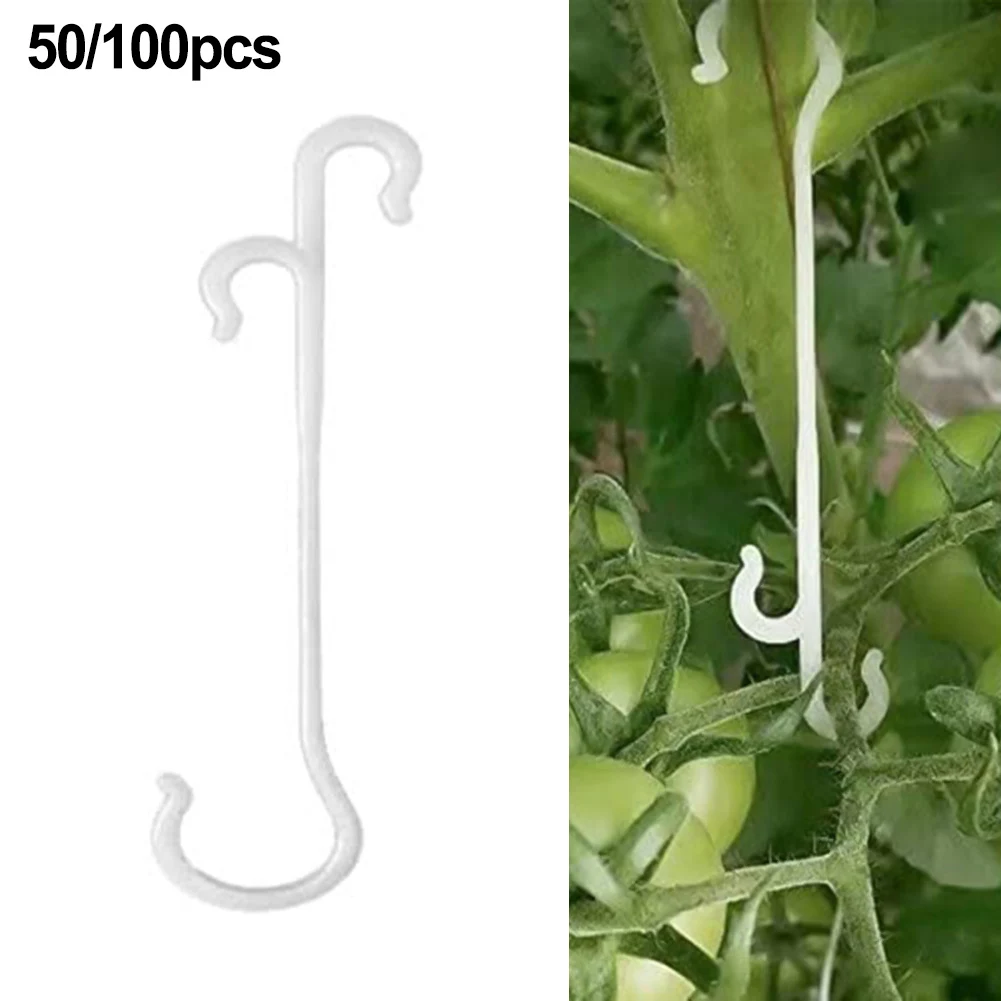 

100/50Pcs 13CM Tomato Support J-Hooks Plant Support Vegetable Clips To Prevent Tomatoes Fruit Cluster From Pinching Or Falling