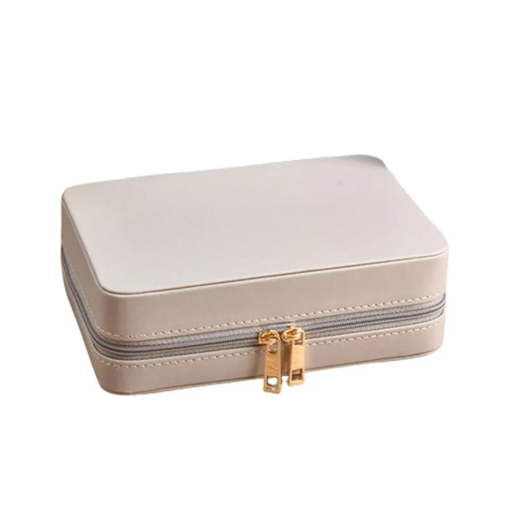 

PU Leather Trinkets Storage Organizer Dustproof Solid Color Jewelry Storage Case High Quality Simple Portable Jewelry Organizer