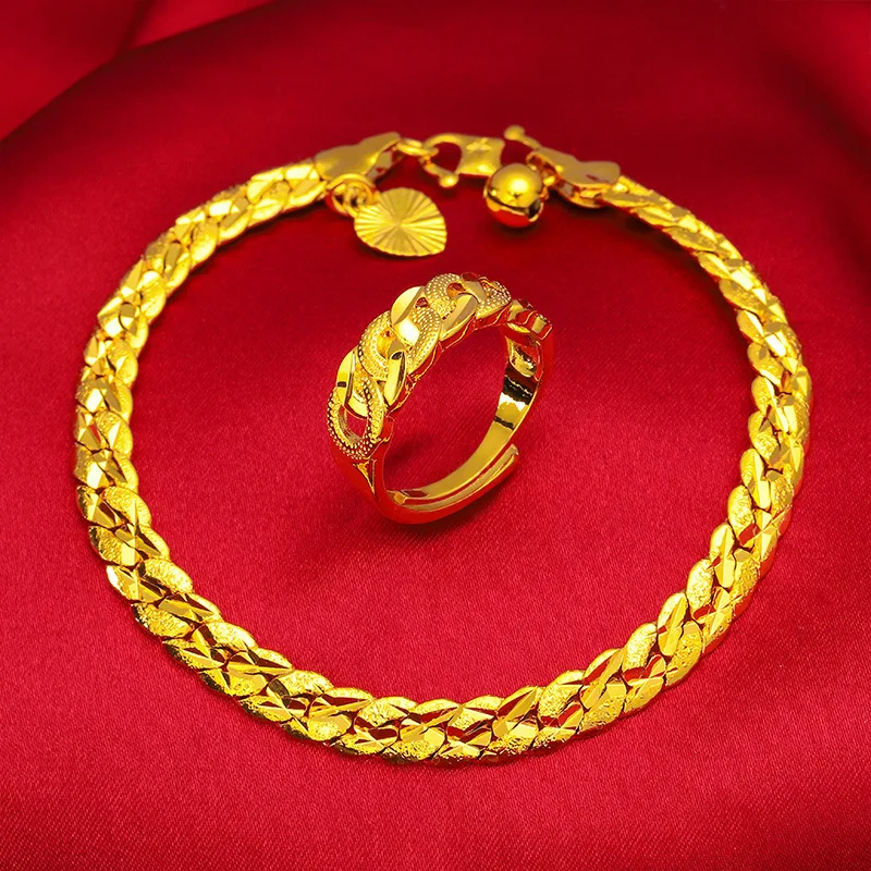 مجموعة سوار نسائي جديد من الذهب الفيتنامي لعام 2023، إكسسوارات سوار جرس مطلي بالذهب