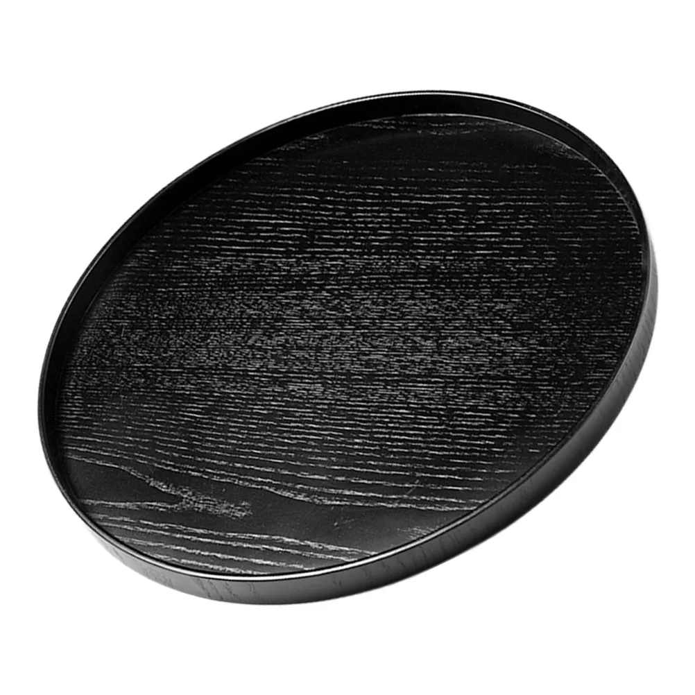 

Solid Wood Pallet Food Tray Household Fruit Snack Serving Breakfast Trays Tea Black Afternoon Circle