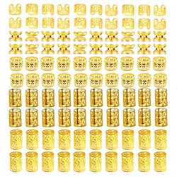 100Pcs Women Girls Dreadlocks Beads Hair Rings Braids Clips Metal Golden and Silver Hair Cuffs Hair Decoration Accessories