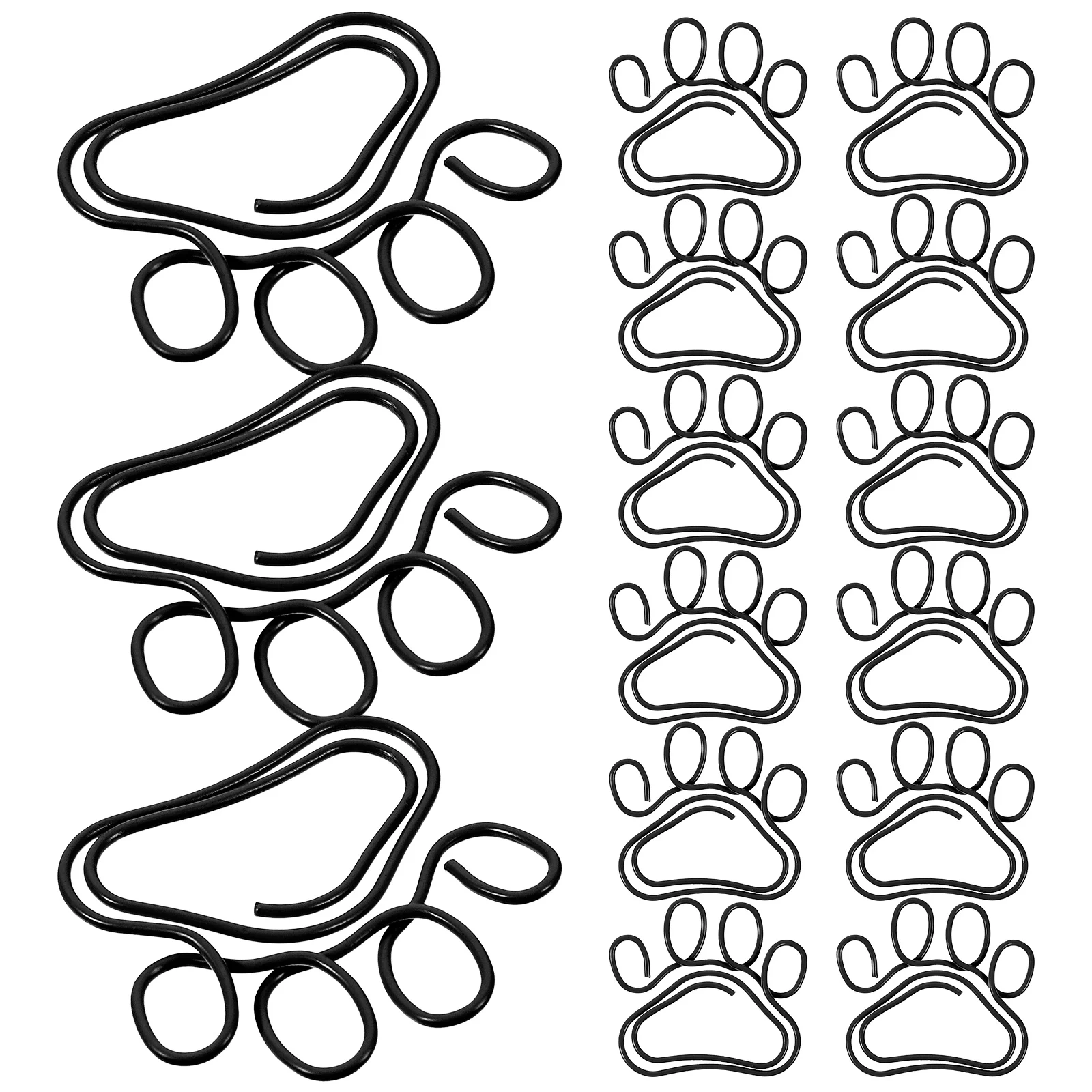 

20 Pcs Paperclips Cartoon Paw Print Cute File Black for Paperwork Office Document Student