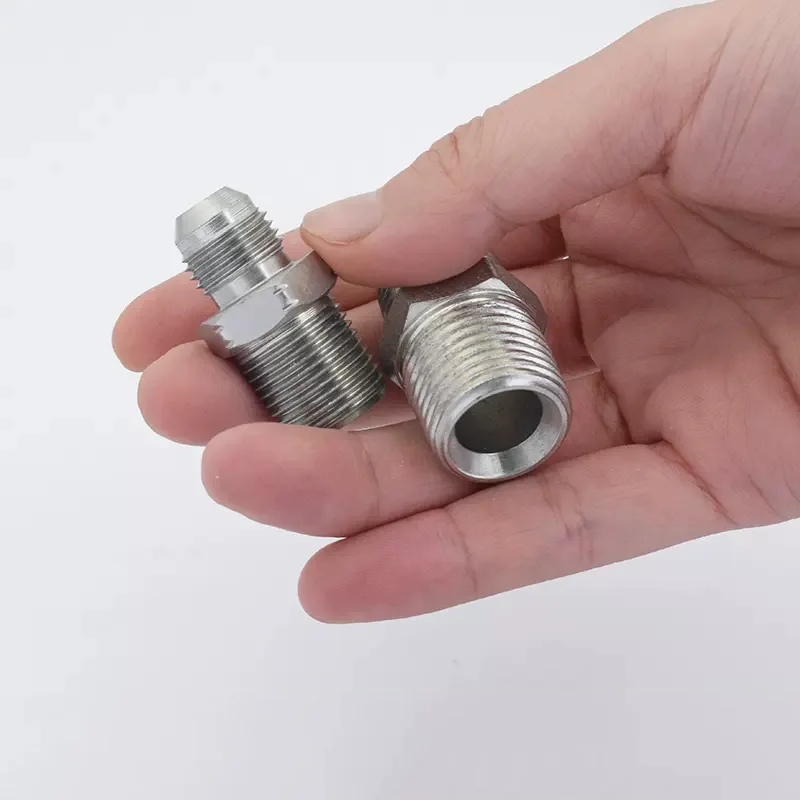 Straight Through Male Thread BSP to NPT 7/16 9/16 U3/4 7/8 74°External Cone/British Pipe Fittings Adapter Hydraulic Joint