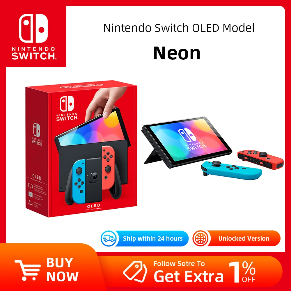 100% Original Nintendo Switch OLED Model 7inch OLED Screen White set Blue and Red set Video Game