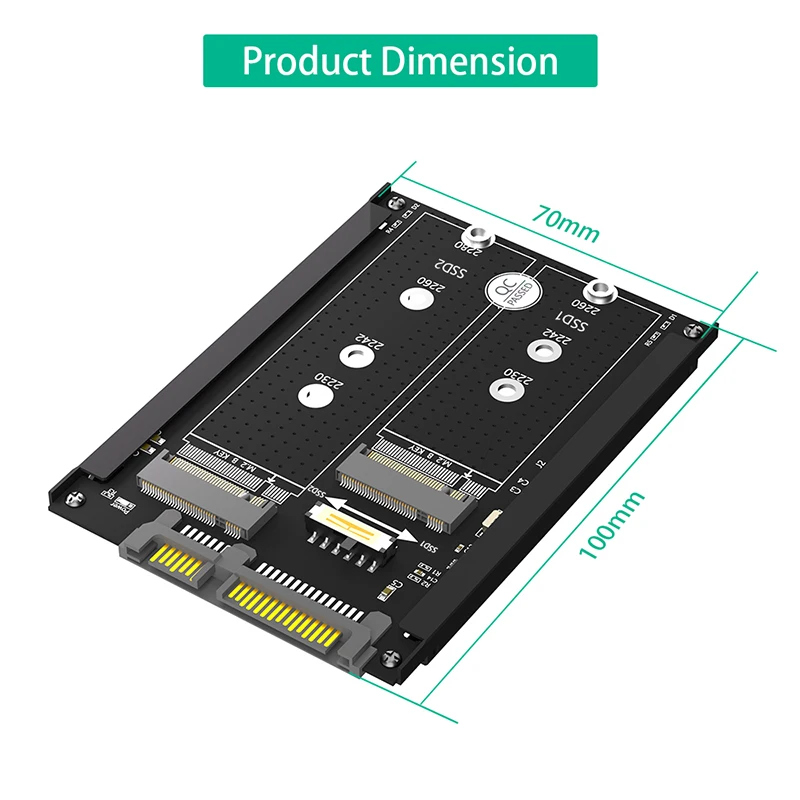 Casing logam baru Dual B + M Key M.2 NGFF SSD untuk 2.5 "SATA 3.0 6Gbps kartu adaptor konverter dengan kandang soket M2 SATA SSD Adapter