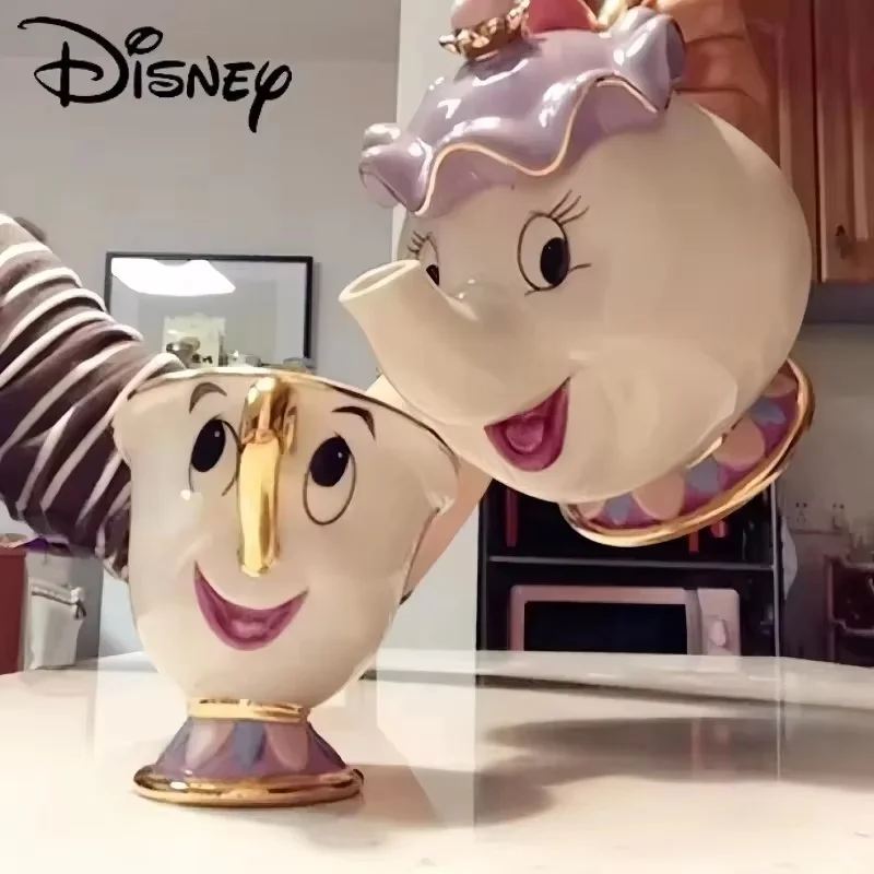 Hot Sale Disney Teapot Cute Cartoon Beauty And The Beast Coffee Pots Mug Mrs Pots Chip Cup Tea Cup Pots One Tea Sets Xmas Gift