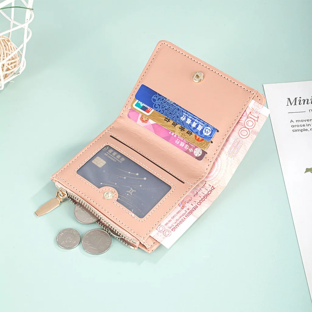 Document Holder Foldable Women'S Short Wallet Card Holder Casual Multi-Card Slot Purse For Daily Carry Students Student Daily