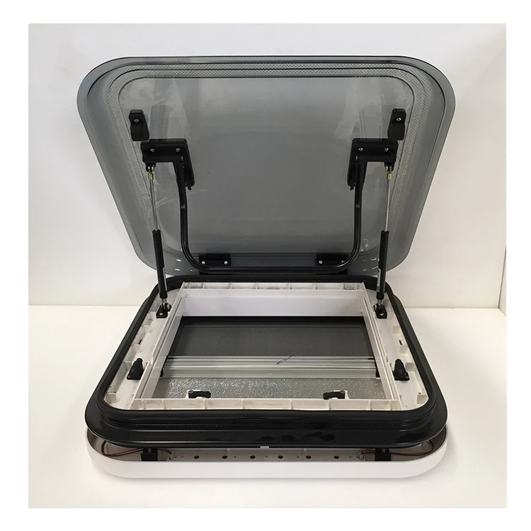 Double Glazed Anti UV Glass With LED Light Rv Parts Roof Window Rv Skylight Motorhome Skylights 500*500 Mm