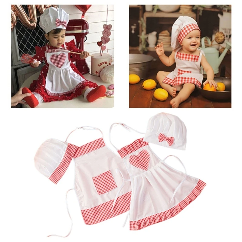 

0-12M Baby Photo Props Chef Costume Hat Apron Photo Props Newborn Photo Clothes Pilling Resistant Unisex Outfit