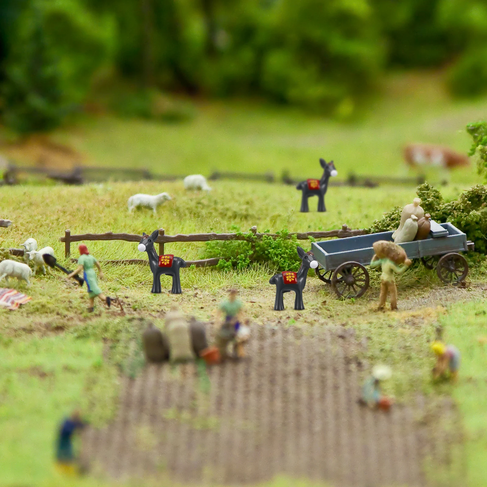 

20pcs Mini Donkey Figurines Resin Cute Cartoon Animal Statues Garden Lawn Cake House Car Decor Landscape Tiny Statue