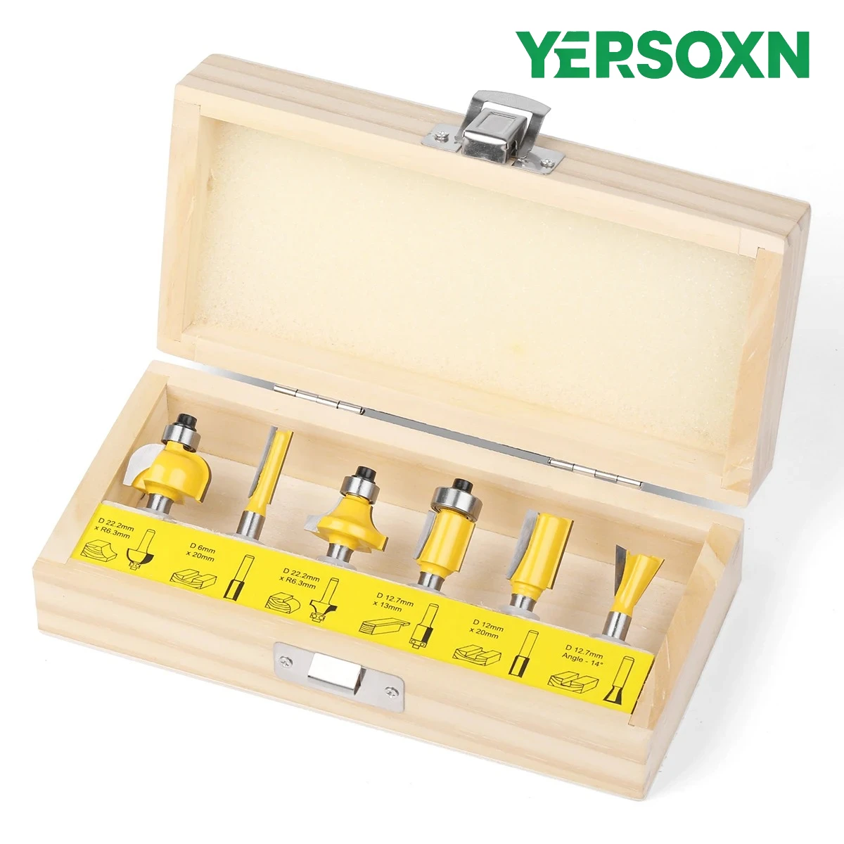 6PCS 1/4'' 6mm Shank Solid Cemented Carbide Router Bit Tools Set,Trimming Machine Cutter,Woodworking Milling Cutter,Optional Box