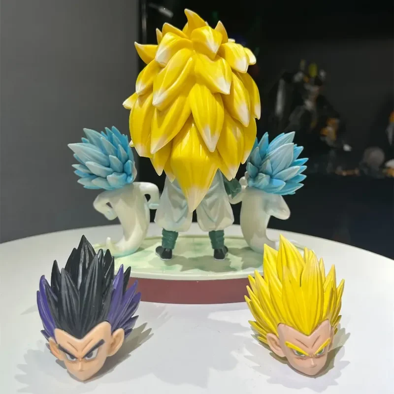 Dragon Ball 20cm Series Gotenks Super Saiyan 3 con tre teste testa scolpire figura di ricambio modello ornamenti giocattoli da collezione