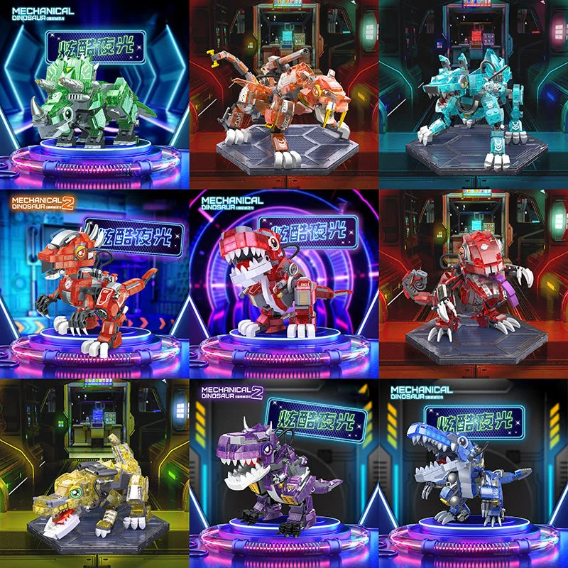 

Noctilucent Mechanical Dinosaur Building Blocks Zhegao Tyrannosaurus Luminous Animal Bricks Christmas Toy Fun Gift Boy Present