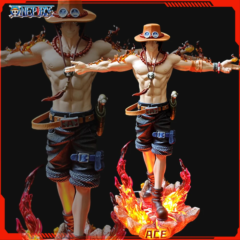 28cm One Piece Ace Anime Figure Portgas D Ace Figures Action Figures Gk Figurine Pvc With Light Statue Model Christmas Toy Gifts