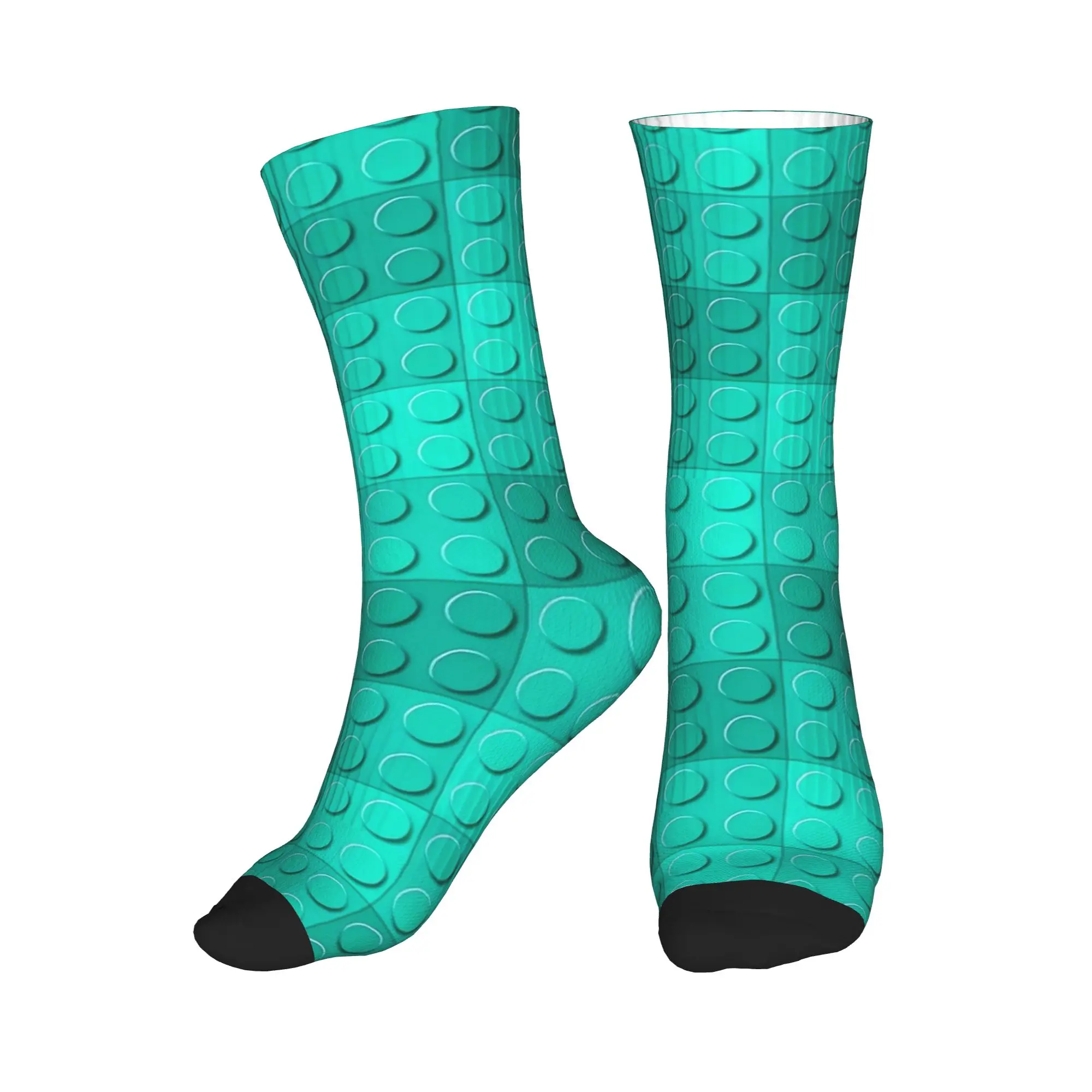 Solid Blue Building Blocks Pattern Stockings Men Socks High Quality Funny Socks Winter Running Sports Anti Sweat Graphic Socks