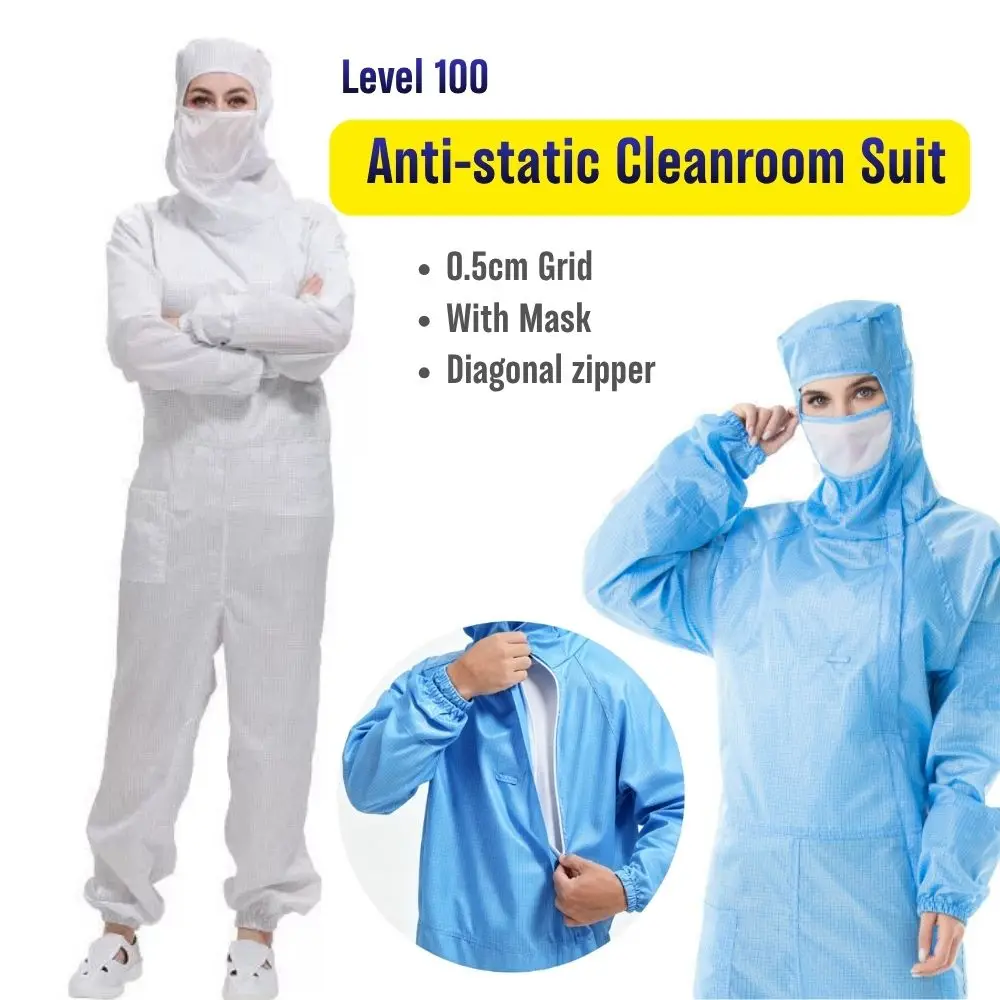 Anti Static Workwear Protective Coverall CleanRoom Clothes Dustproof Antistatic Quick Change for Dustless Workshop Food Industry