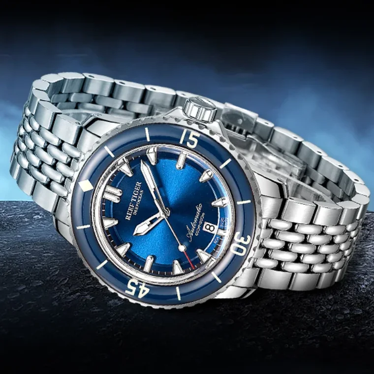 

Reef Tiger Мужские дайверские часы 44 мм Автоматические механические наручные часы 20ATM Водонепроницаемые светящиеся сапфировые безели Спортивные RGA3035