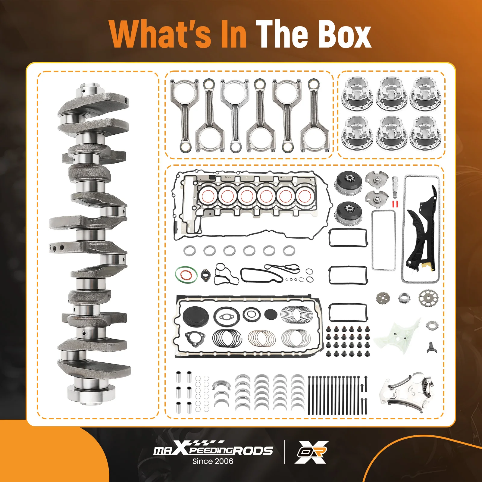 

N55 3.0L Engine Overhaul Rebuild Kit - Crankshaft & ConRods & Timing Set For BMW
