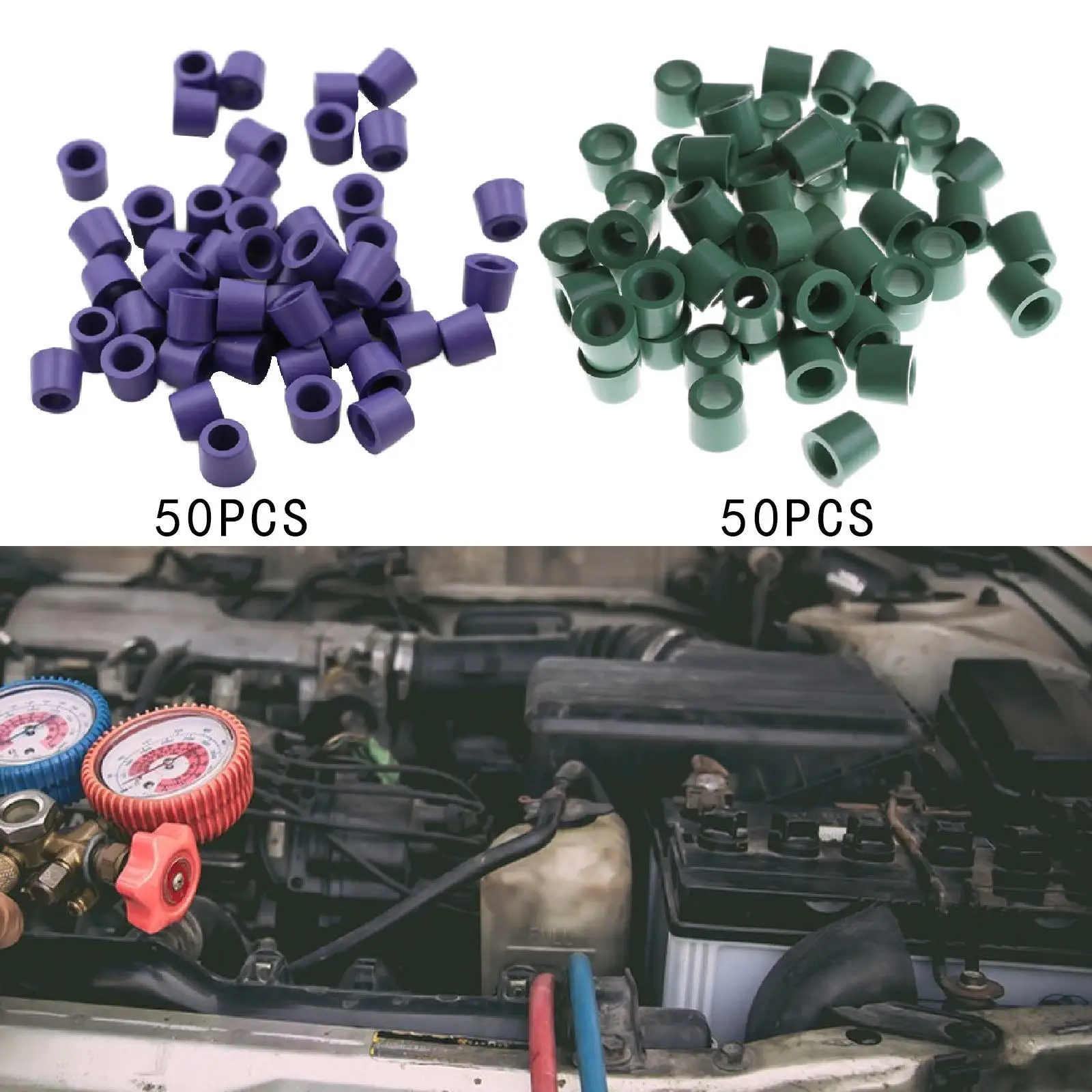 

50 Pieces Air Conditioning O Ring Kit Gasket Assortment Accessories Sealing O Rings for 1/4" Hose System Seal Washer Set