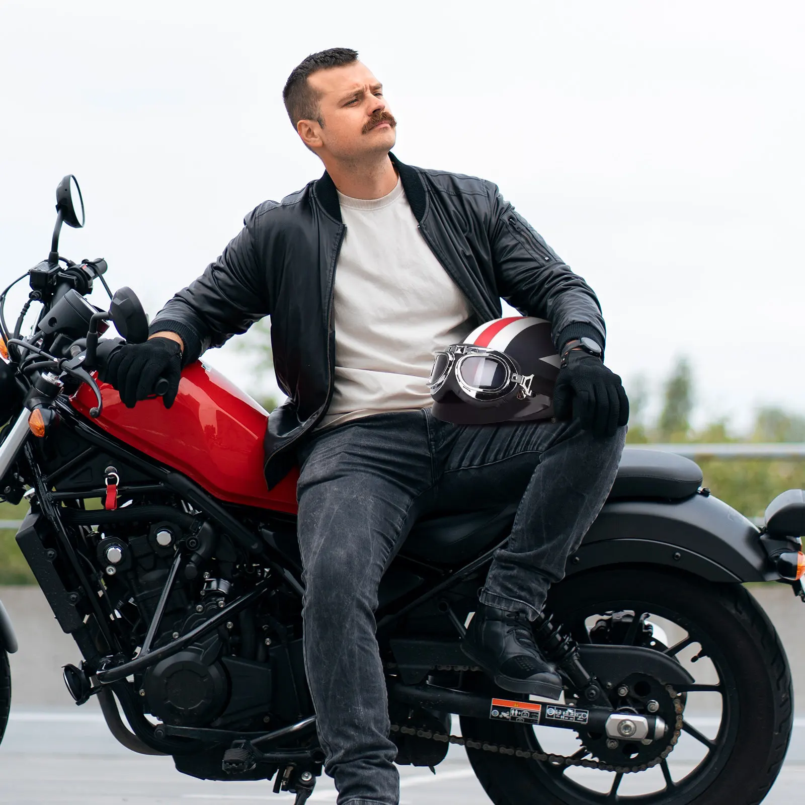 

Motorcycle Open Face Lightweight ABS Impact Resistant Safety Gear Comfortable Breathable Design for Adult Riders Men