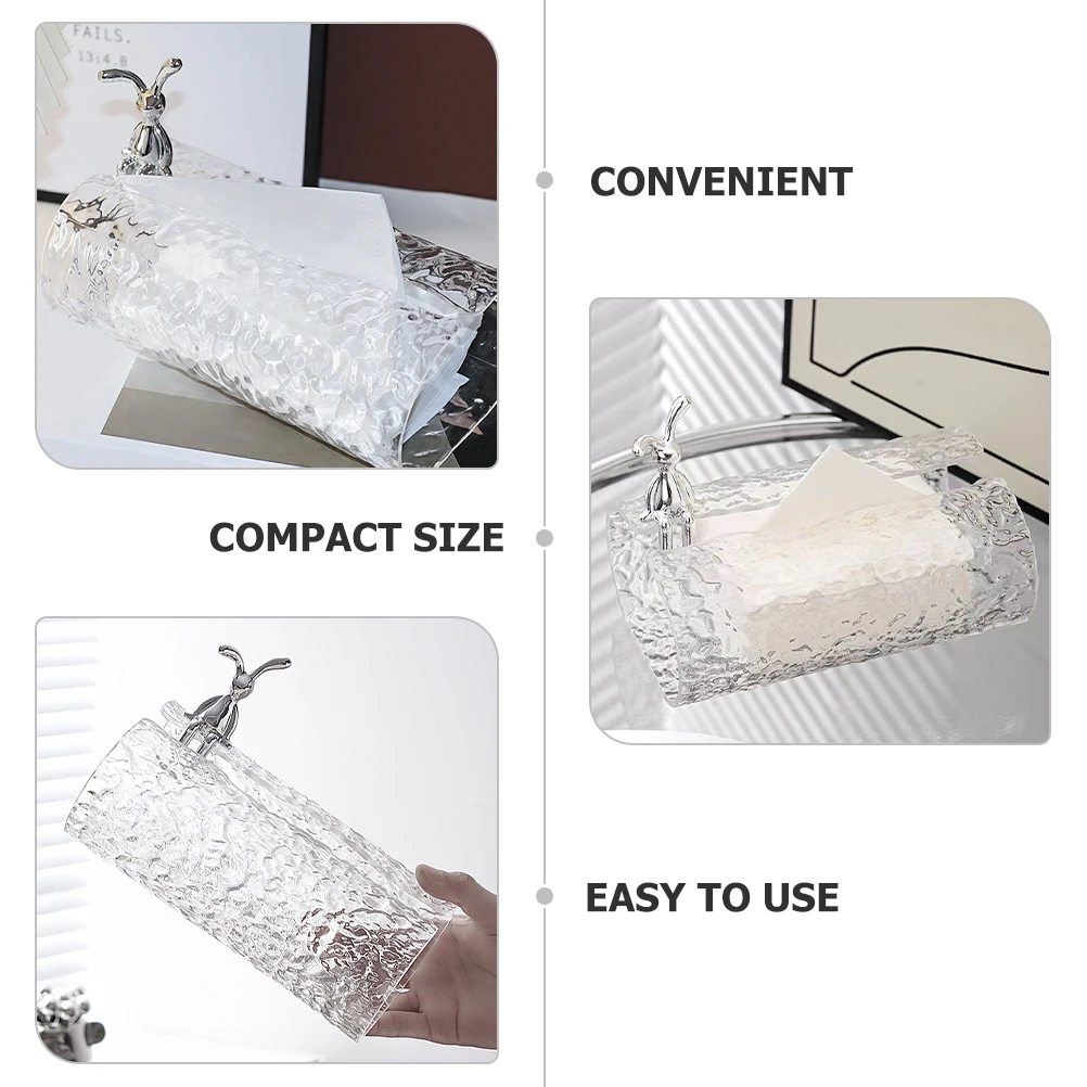 

Creative Rabbit Tissue Box Napkin Holder Transparent PET Material Wipes Dispenser Desktop Decoration Bedroom Storage Solution