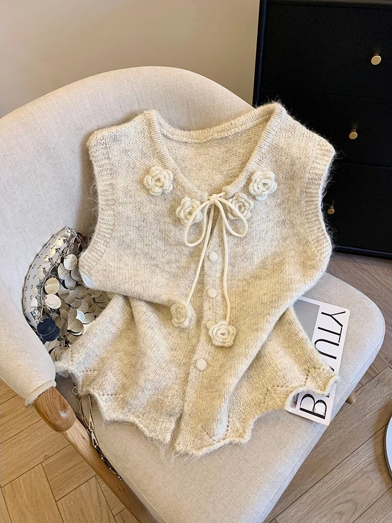 

Women's Knitted Vest Top Soft Knot Design Svel ort Sle Autumn Winter Faion Casual Polyester Fiber