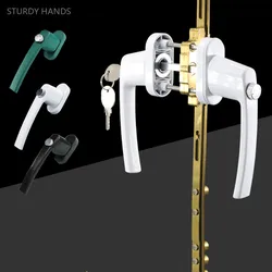 1Pc Plastic Steel Door Through Handle Solid Thickened Door Handle Lock Double Sided with Key with Safety Door Knob Lock