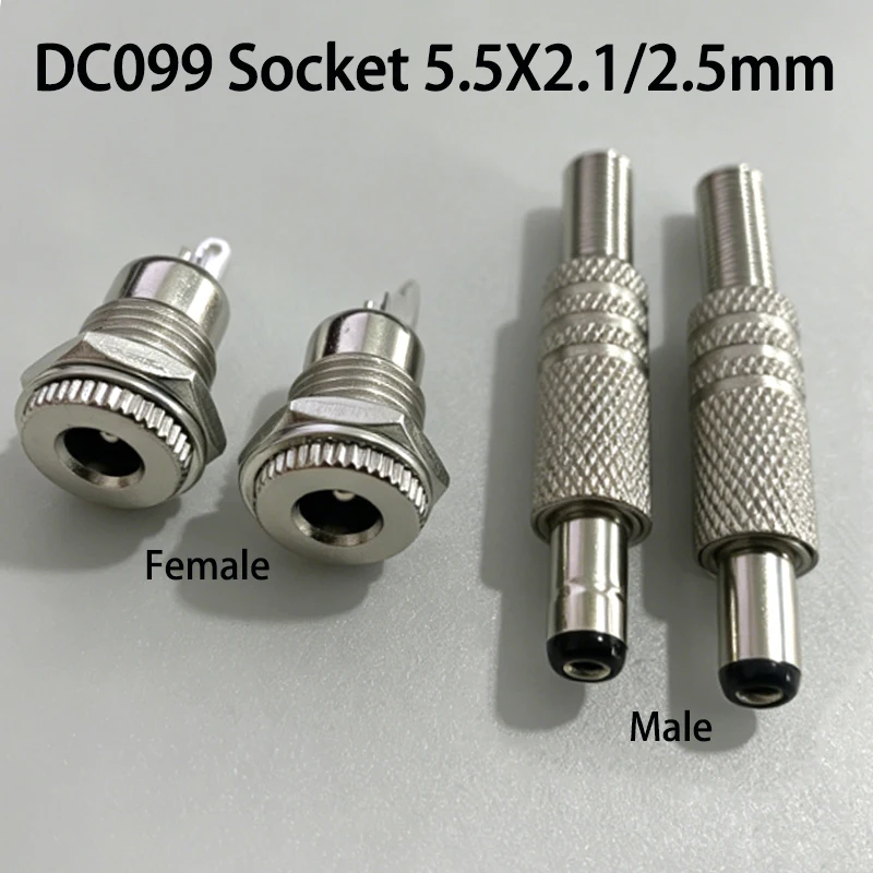 

DC Power Plug DC099 Socket 5.5X2.1/2.5mm Charging Port Metal DC Male/female Head Welding Type Suitable For Electronic Devices