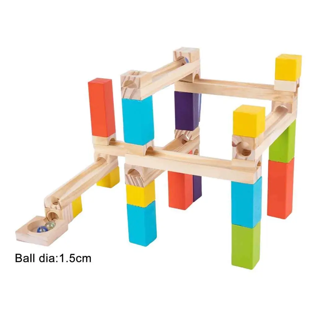 33Pcs Wooden Ball Track Blocks for Early Learning Children Boy and Girl