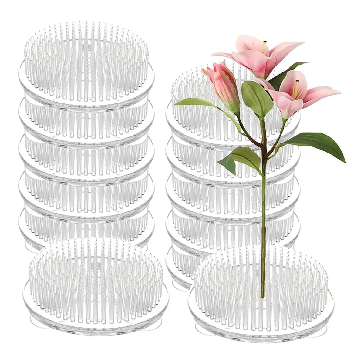 MALL 12PCS Flower Frogs for Arrangements Vase Plastic Pin Frog Vase Clear Flower Frog 2.76 Inch Flower Pins Floral Frog