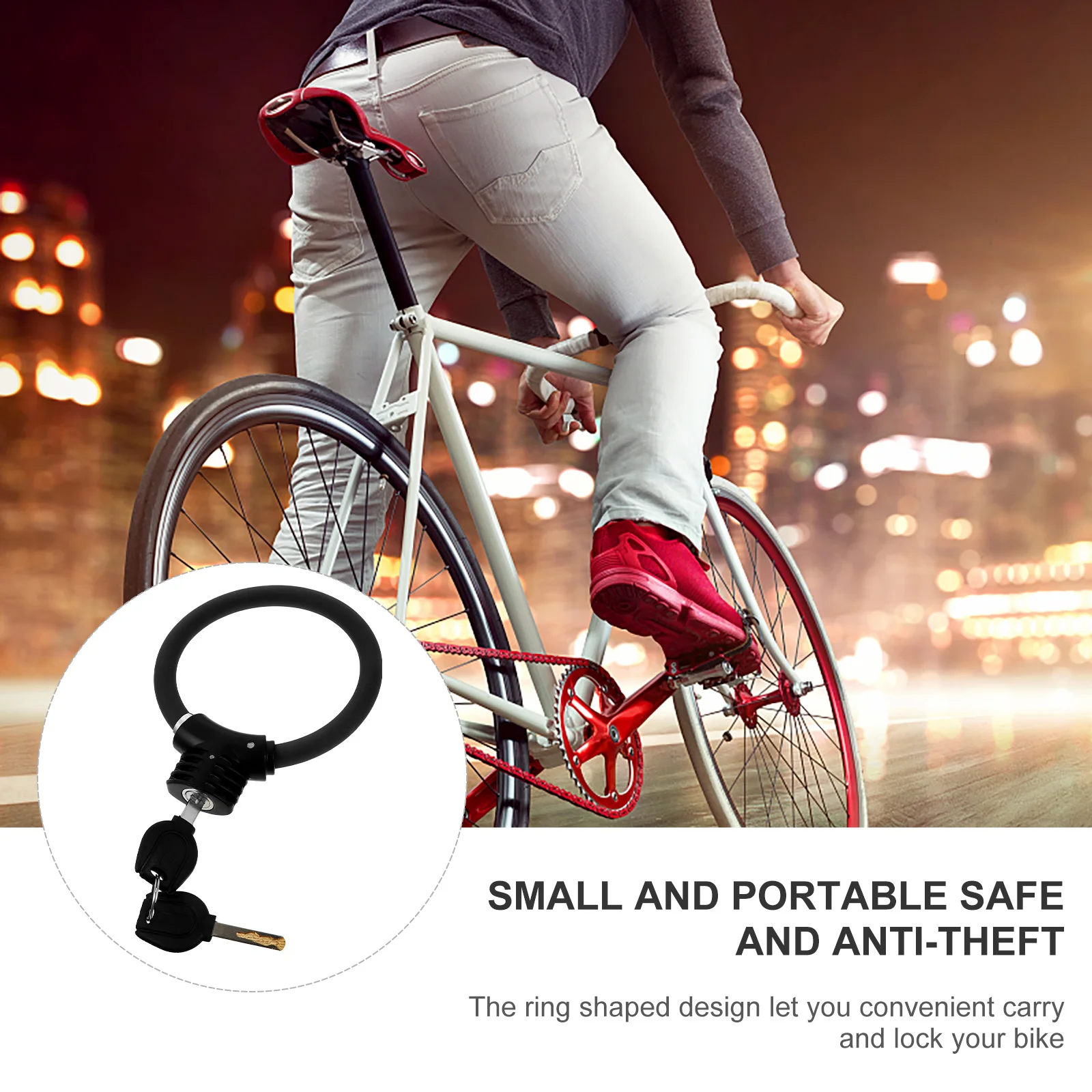 Alloy Bike Lock Portable Ring Shape Anti-Theft Mountain Bike Security Thickened Steel Cable Lock Durable Padlock