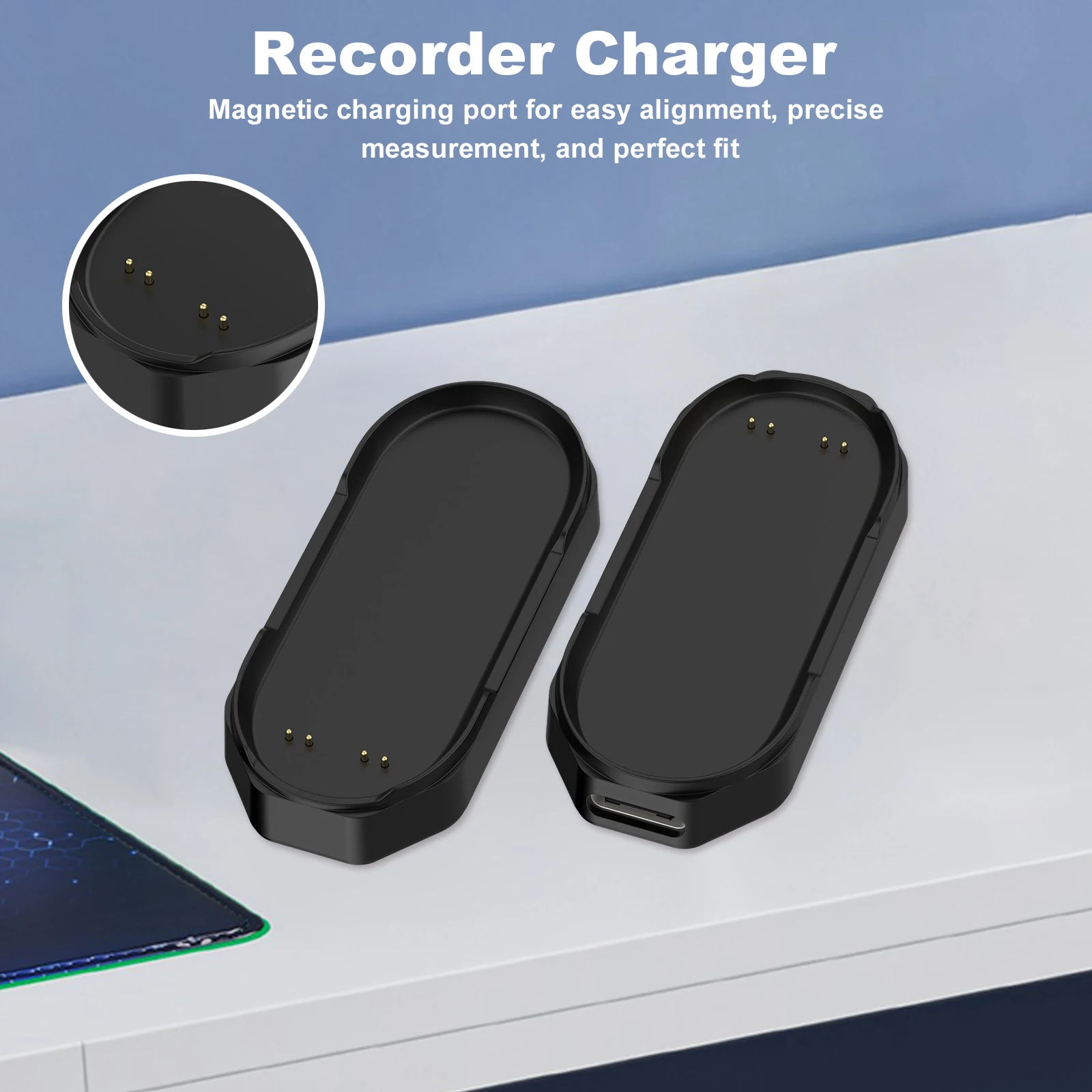 Portable Magnetic Charging Dock Replacement Accessory Charging Base USB C Port Compatible for PLAUD NotePin AI Voice Recorder