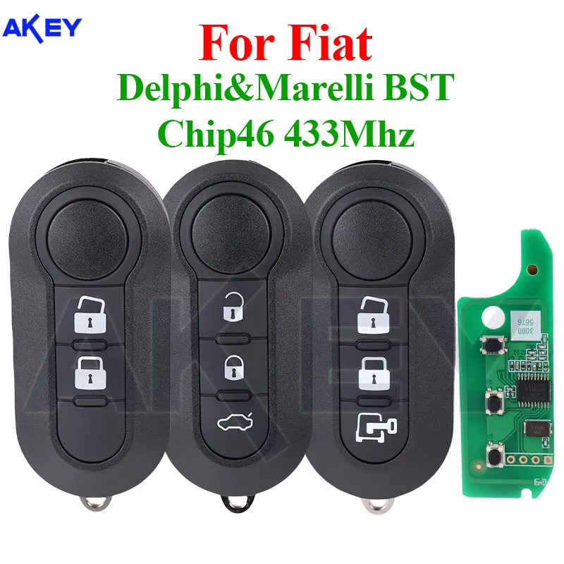 Keyless Key For Fiat 500 MPV Bravo/Ducato Doblo Qubo Grande Punto Citroen Jumper Peugeot Boxer Delphi & Marelli 433.92 ID46