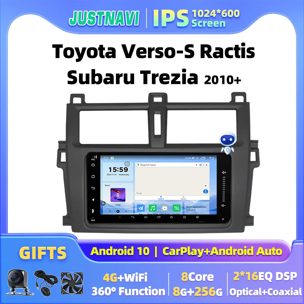 JUSTNAVI For Toyota Verso-S Ractis For Subaru Trezia 2010+ Wireless CarPlay Android Auto Radio Car Multimedia Player Stereo GPS