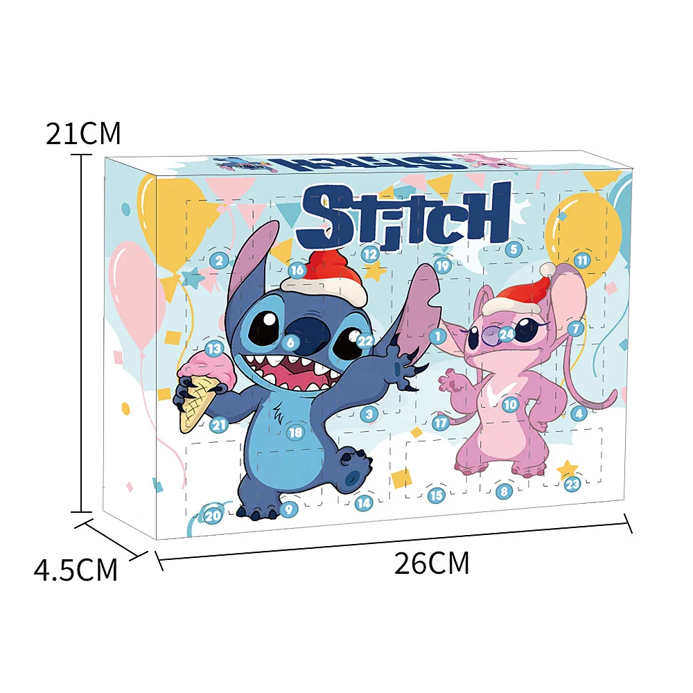 Anime Lilo and Stitch Doll Cartoon Angel Christmas Advent Calendar Box Kawaii Stitch Doll Model Toys Children's Holiday Gifts