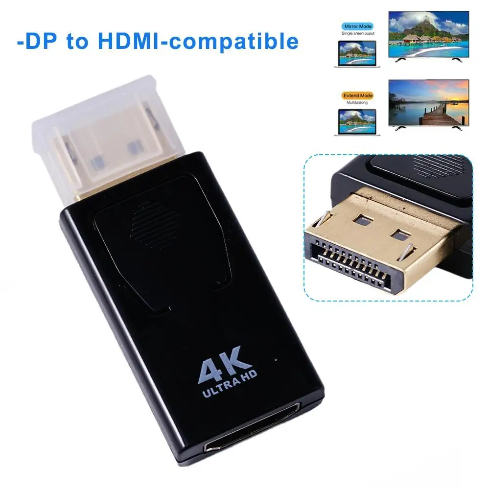 1pc 4k display port zu hdmi-kompatiblen adapter dp männlich zu weiblich tv kabel anpassen video 1080p für pc tv kabel laptop