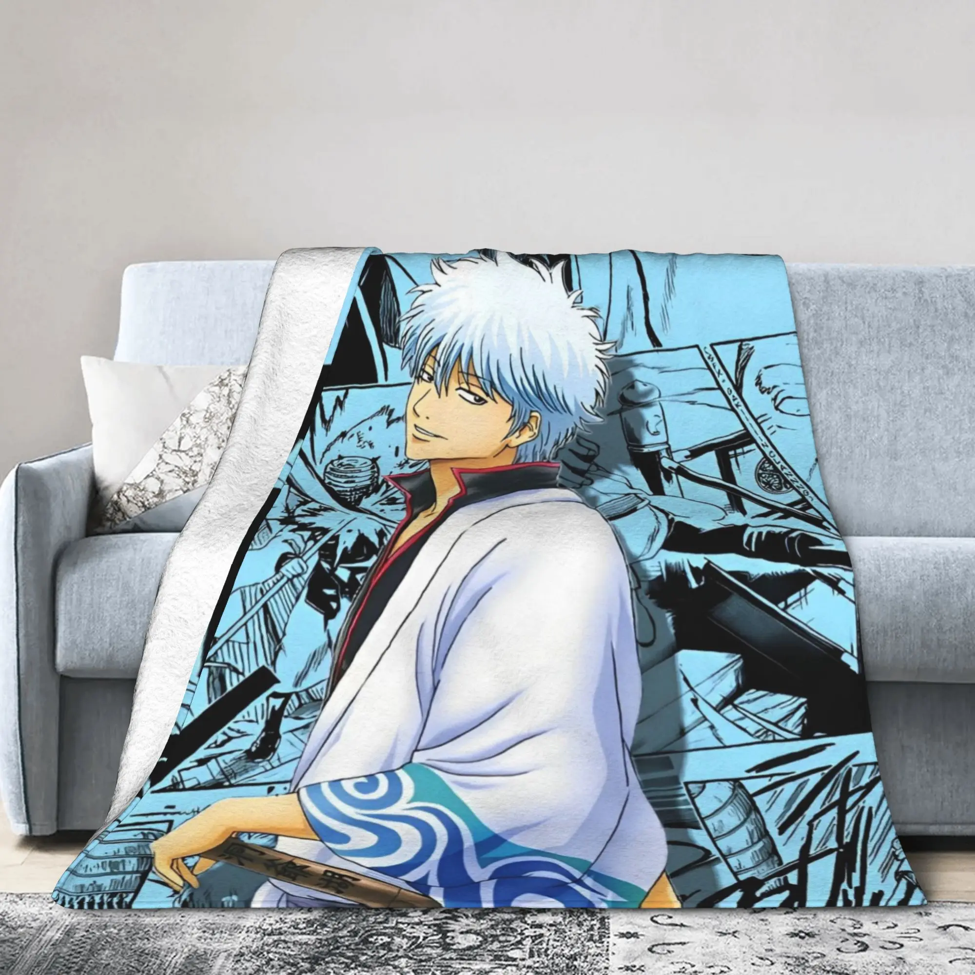 Gintamas Adventure Samurai Science Fiction  Fleece Throw Blankets  Blanket for Sofa Outdoor Lightweight Thin Bedspread,