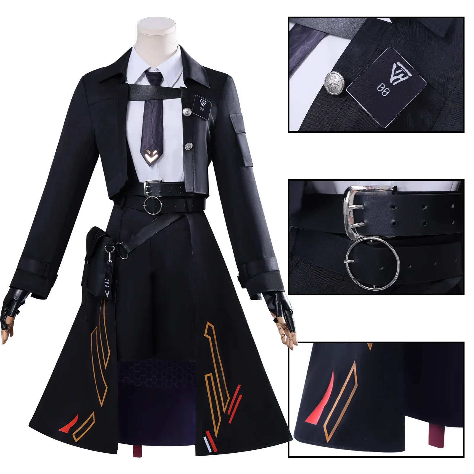 Disfraz de Cosplay de héroes para mujer, disfraz de Love And DeepSpace Nightbreaker, uniforme negro de sombra, traje de batalla con peluca para Halloween