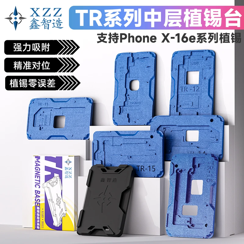 แม่แบบบัดกรี XZZ TR สำหรับเมนบอร์ด iPhone ชั้นกลาง X/11/12/13/14/15/16/16e ชุดแม่แบบรีบอล BGA