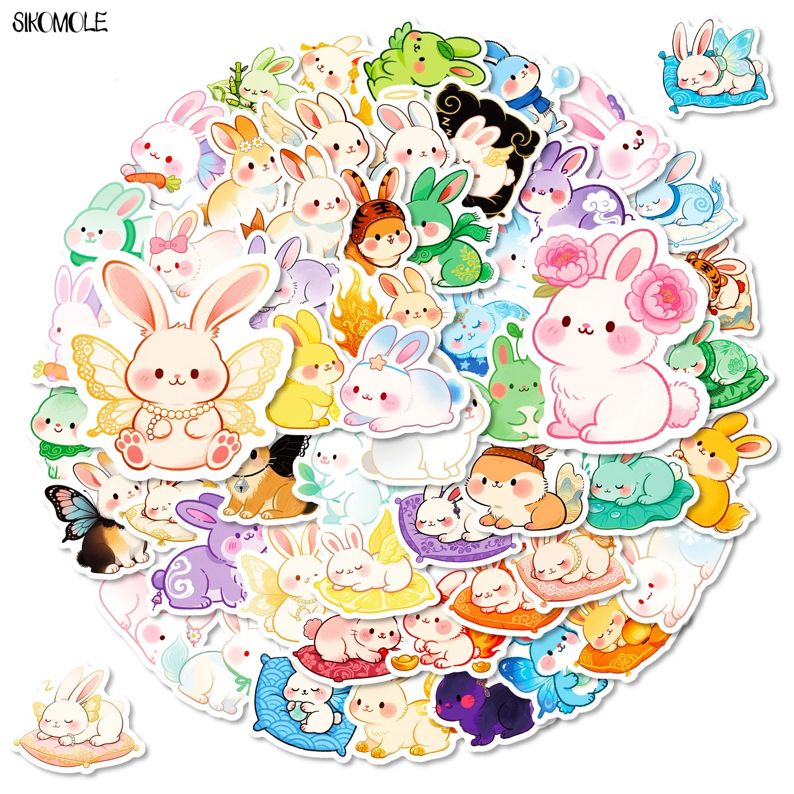10/30/56PCS Cartoon Cute Rabbit Stickers Aesthetic Animals DIY Scrapbook Laptop Stationary Suitcase Decal Graffiti Sticker Toy